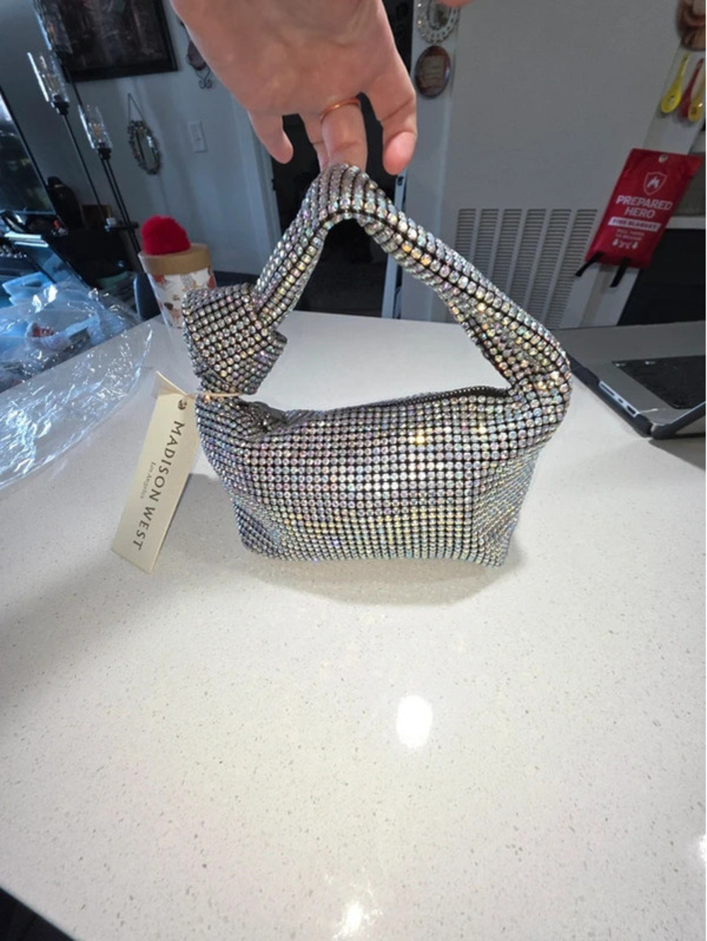Madison West Sparkling Rhinestone Crystal Mini Handbag